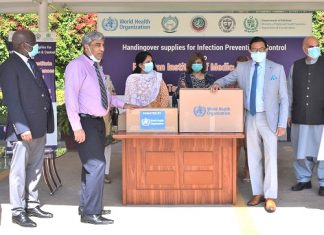 WHO hands over Infection, Prevention and Control supplies to PIMS