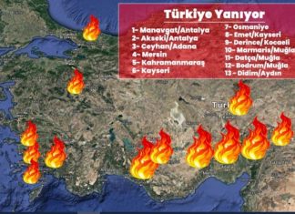 COUNTRY WIDE FIRES IN TURKEY ANOTHER COUP AGAINST ERDOGAN