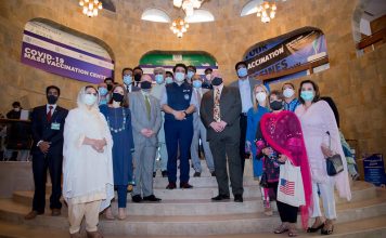 U.S. GOVERNMENT AND PAKISTAN HEALTH OFFICIALS OBSERVE DONATED PFIZER VACCINATIONS