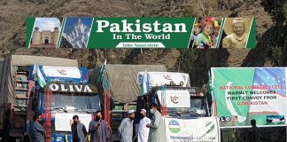 History in the Making – First Convoy of Uzbek Trade Trucks Arrives Tourkham Pakistan Through Afghanistan