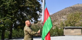 President Azerbaijan Raises Flag in the center of Newly Liberated Lachin City