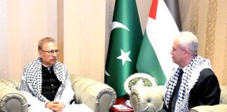 President Pakistan Visits Embassy of Palestine, Calls for Ceasefire, Humanitarian Corridor,Terms Israeli Attacks as Savage,