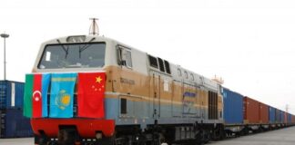 First time from Azerbaijan to China Cargo Train via Kazakhstan