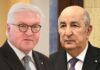 President Algeria Recieves Call from German Counterpart ! Sides Affirm Two State Formula as the Only Solution to the Conflict