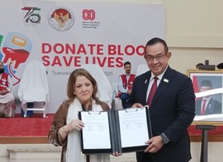 Blood Donation on Independence Day Celebration: Indonesian Embassy and PCRS Signed MoU on Humanitarian Cooperation