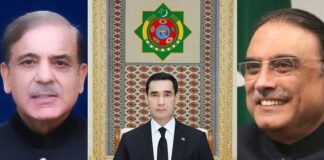 President Turkmenistan Extends Sincere Congratulations to President, PM of Pakistan on National Day