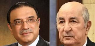 President Algeria Sends Message of Condolences and Sympathy to President Pakistan