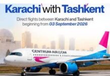 Centrum Air to Start Direct Flights between Tashkent and Karachi from 03 Sep this Year